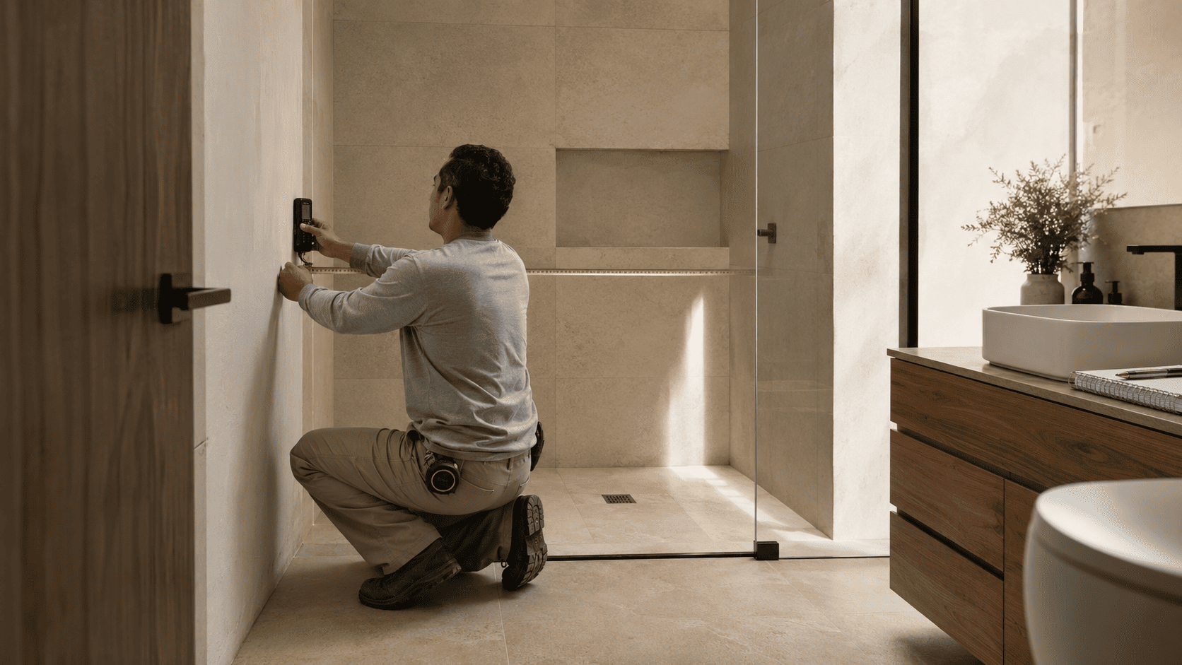 División de baño económica con sistema corredizo en aluminio