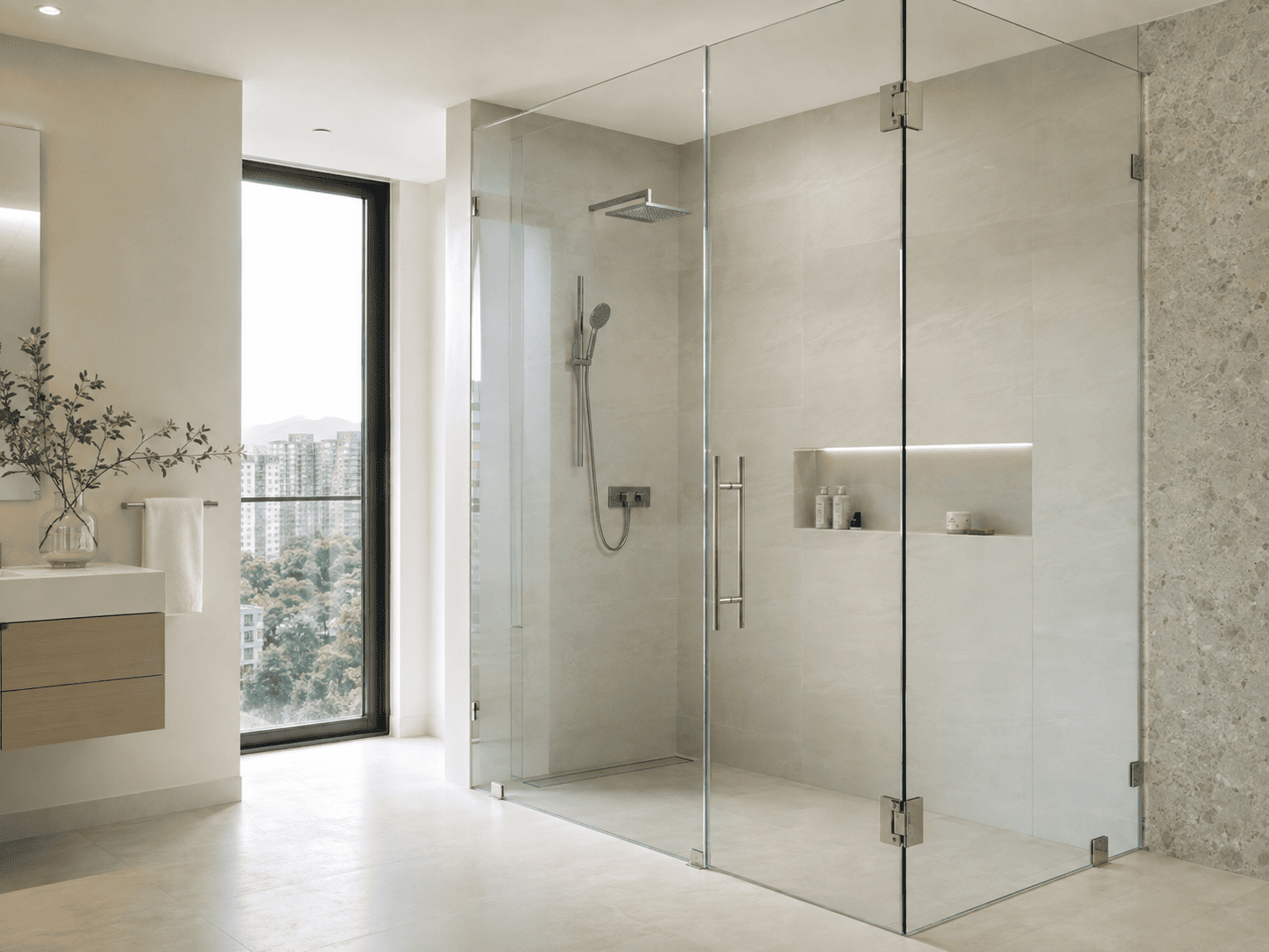 División de baño en vidrio templado para vivienda