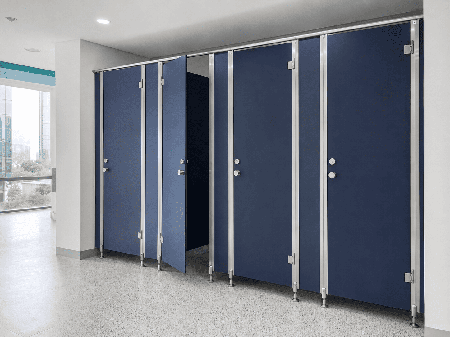 Divisiones fenólicas modulares para baños públicos